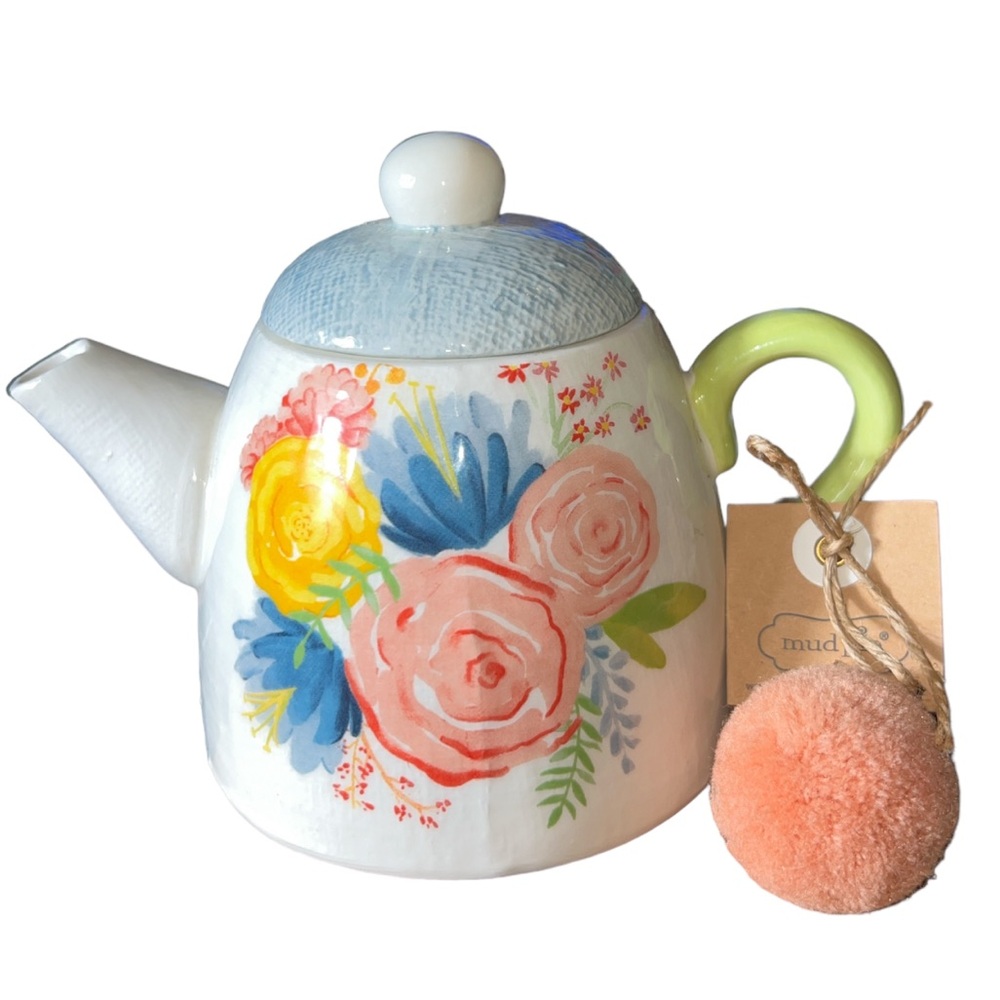 Mud Pie  Floral Design Teapot++ Flaw